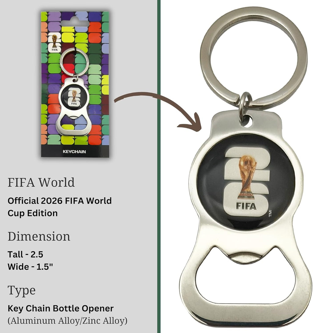 Official FIFA World Cup 2026 Edition - Trophy Metal Bottle Opener Keychains with Enamel Inlay Logo